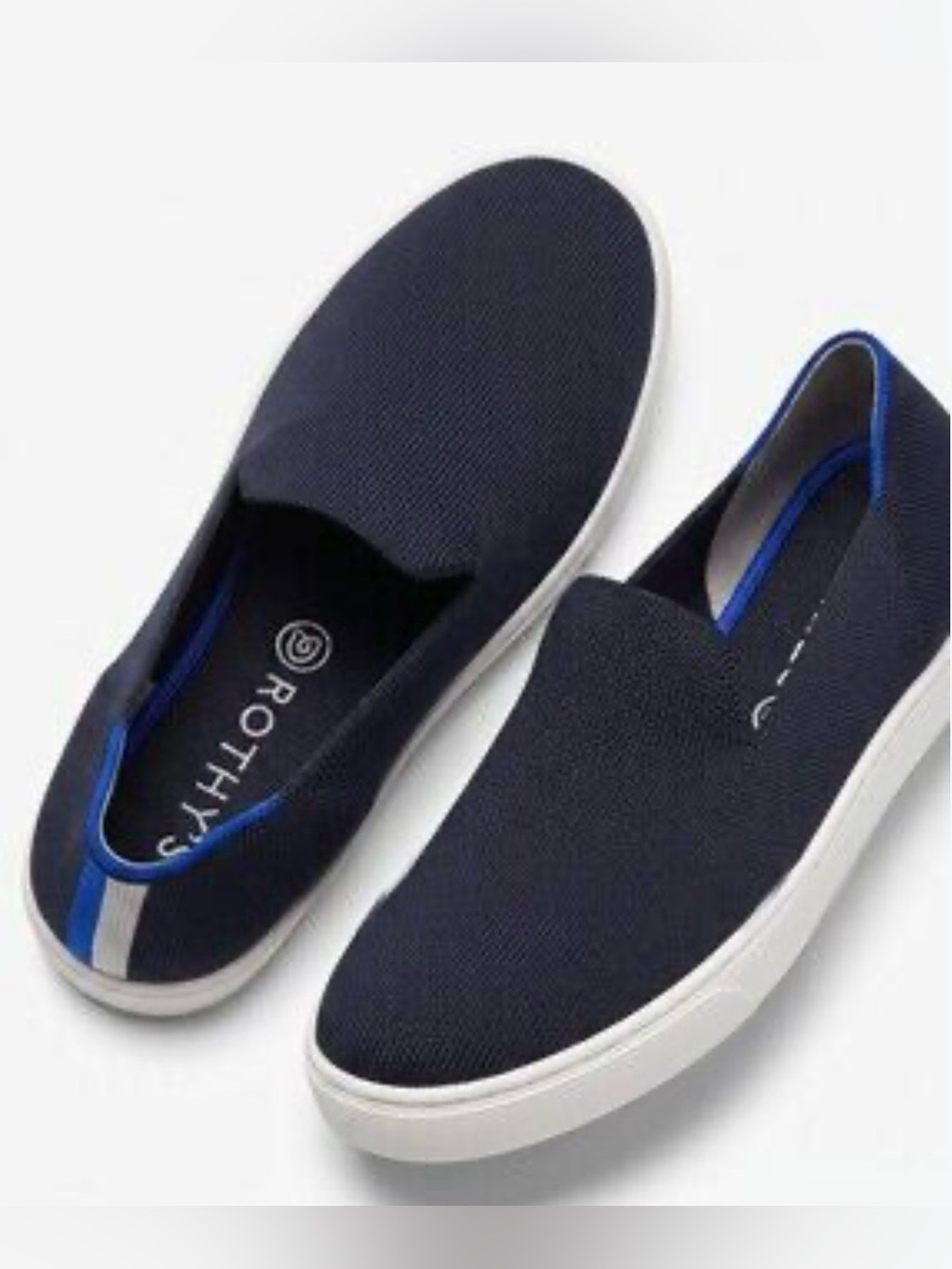 Rothy's Women’s Navy Knit Slip-On Flats with White Sole Size 8.5